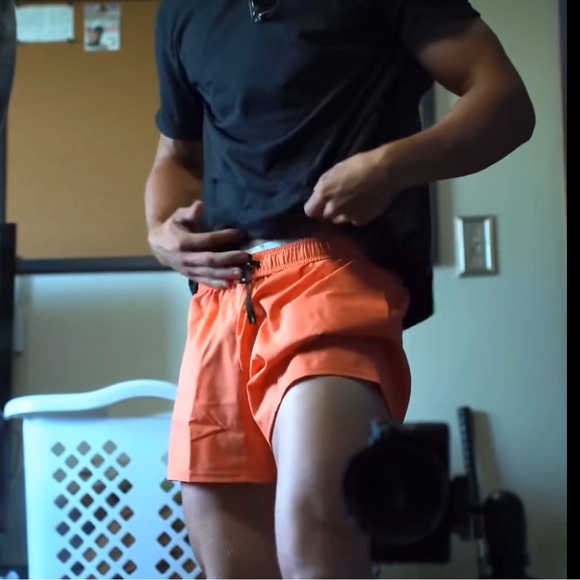 GYMSHARK MEN WORKOUT BODYBUILDING BODYBUILDER GYM SHORTS WORKOUT ORANGE ATHLETE - Picture 15 of 16